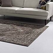 Rustic vintage ornate floral medallion area rug in antique light and dark brown by Modway additional picture 2