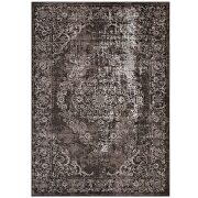 Rustic vintage ornate floral medallion area rug in antique light and dark brown by Modway additional picture 7