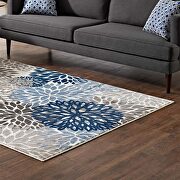 Vintage classic abstract floral area rug in blue, brown and beige by Modway additional picture 2