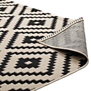 Geometric diamond trellis indoor and outdoor area rug in black and beige by Modway additional picture 5