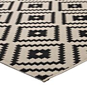 Geometric diamond trellis indoor and outdoor area rug in black and beige by Modway additional picture 6