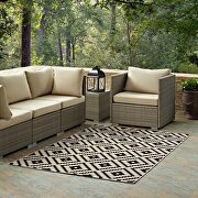 Black and beige geometric diamond trellis indoor and outdoor area rug by Modway additional picture 3