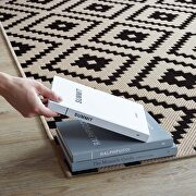 Black and beige geometric diamond trellis indoor and outdoor area rug by Modway additional picture 4