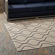 Wave abstract trellis indoor and outdoor area rug in beige and gray by Modway additional picture 2