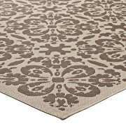Inside/outside vintage floral pattern area rug in light and dark beige by Modway additional picture 4