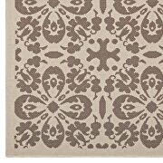 Inside/outside vintage floral pattern area rug in light and dark beige by Modway additional picture 6