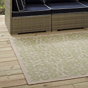 Inside/outside vintage floral pattern area rug in light green and beige by Modway additional picture 2