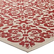 Inside/outside vintage floral pattern area rug in red and beige by Modway additional picture 5