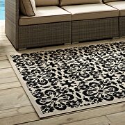 Inside/outside vintage floral pattern area rug in black and beige by Modway additional picture 2