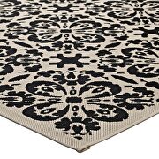 Black and beige inside/outside vintage floral pattern area rug by Modway additional picture 6