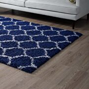 Moroccan trellis shag area rug in navy and ivory by Modway additional picture 6