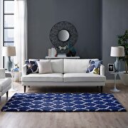 Moroccan trellis shag area rug in navy and ivory by Modway additional picture 7
