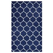 Navy and ivory moroccan trellis shag area rug by Modway additional picture 2