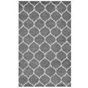 Moroccan trellis shag area rug in gray and ivory by Modway additional picture 2
