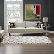 Moroccan trellis shag area rug in ivory and gray by Modway additional picture 6