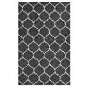 Moroccan trellis shag area rug in dark gray and ivory by Modway additional picture 5