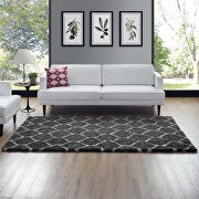 Moroccan trellis shag area rug in dark gray and ivory by Modway additional picture 7