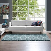 Moroccan trellis shag area rug in aqua blue and ivory by Modway additional picture 2