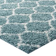Moroccan trellis shag area rug in aqua blue and ivory by Modway additional picture 5