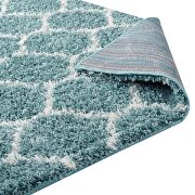 Moroccan trellis shag area rug in aqua blue and ivory by Modway additional picture 6
