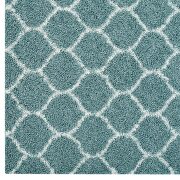 Aqua blue and ivory moroccan trellis shag area rug by Modway additional picture 3