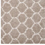 Moroccan trellis shag area rug in beige and ivory by Modway additional picture 4