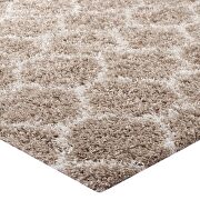 Moroccan trellis shag area rug in beige and ivory by Modway additional picture 5