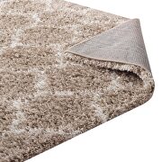 Moroccan trellis shag area rug in beige and ivory by Modway additional picture 6