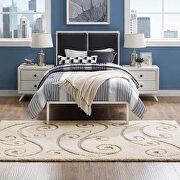 Sprout scrolling vine shag area rug in creame and beige by Modway additional picture 5