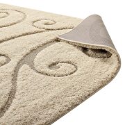 Sprout scrolling vine shag area rug in creame and beige by Modway additional picture 6