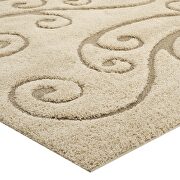 Sprout scrolling vine shag area rug in creame and beige by Modway additional picture 7