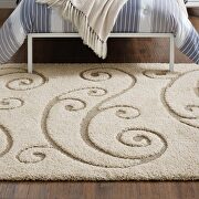 Creame and beige sprout scrolling vine shag area rug by Modway additional picture 5