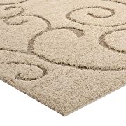 Burgeon scrolling vine shag area rug in creame and beige by Modway additional picture 4