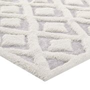Morsel abstract diamond lattice shag area rug in ivory and light gray by Modway additional picture 8