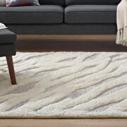 Current abstract wavy striped shag area rug in ivory and light gray by Modway additional picture 2