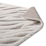 Current abstract wavy striped shag area rug in ivory and light gray by Modway additional picture 6
