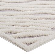 Current abstract wavy striped shag area rug in ivory and light gray by Modway additional picture 7