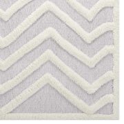 Pathway abstract chevron shag area rug in ivory and light gray by Modway additional picture 5