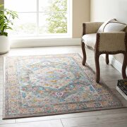 Distressed floral persian medallion area rug in gray, ivory, yellow and orange by Modway additional picture 3
