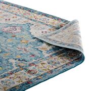 Distressed floral persian medallion area rug in light blue, ivory, yellow and orange by Modway additional picture 5