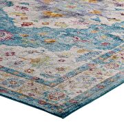 Light blue, ivory, yellow and orange distressed floral persian medallion area rug by Modway additional picture 6