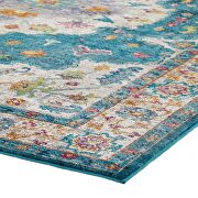 Distressed floral persian medallion area rug in blue, ivory, yellow and orange by Modway additional picture 5
