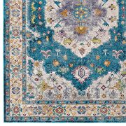Distressed floral persian medallion area rug in blue, ivory, yellow and orange by Modway additional picture 6