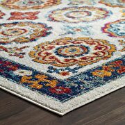 Distressed floral moroccan trellis area rug in ivory, blue, red, orange and yellow by Modway additional picture 2