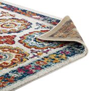 Distressed floral moroccan trellis area rug in ivory, blue, red, orange and yellow by Modway additional picture 5