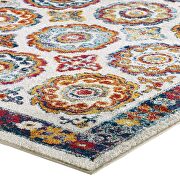 Distressed floral moroccan trellis area rug in ivory, blue, red, orange and yellow by Modway additional picture 6