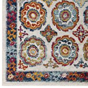 Distressed floral moroccan trellis area rug in ivory, blue, red, orange and yellow by Modway additional picture 7