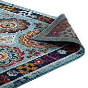 Distressed floral moroccan trellis area rug in blue, red, orange and yellow by Modway additional picture 2