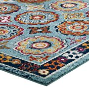 Blue, red, orange and yellow distressed floral moroccan trellis area rug by Modway additional picture 4