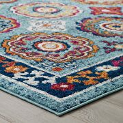 Blue, red, orange and yellow distressed floral moroccan trellis area rug by Modway additional picture 8